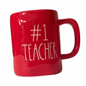 Rae Dunn #1 Teacher Mug - NEW Artesian Collection - Mug Cup Red Glossy Coffee